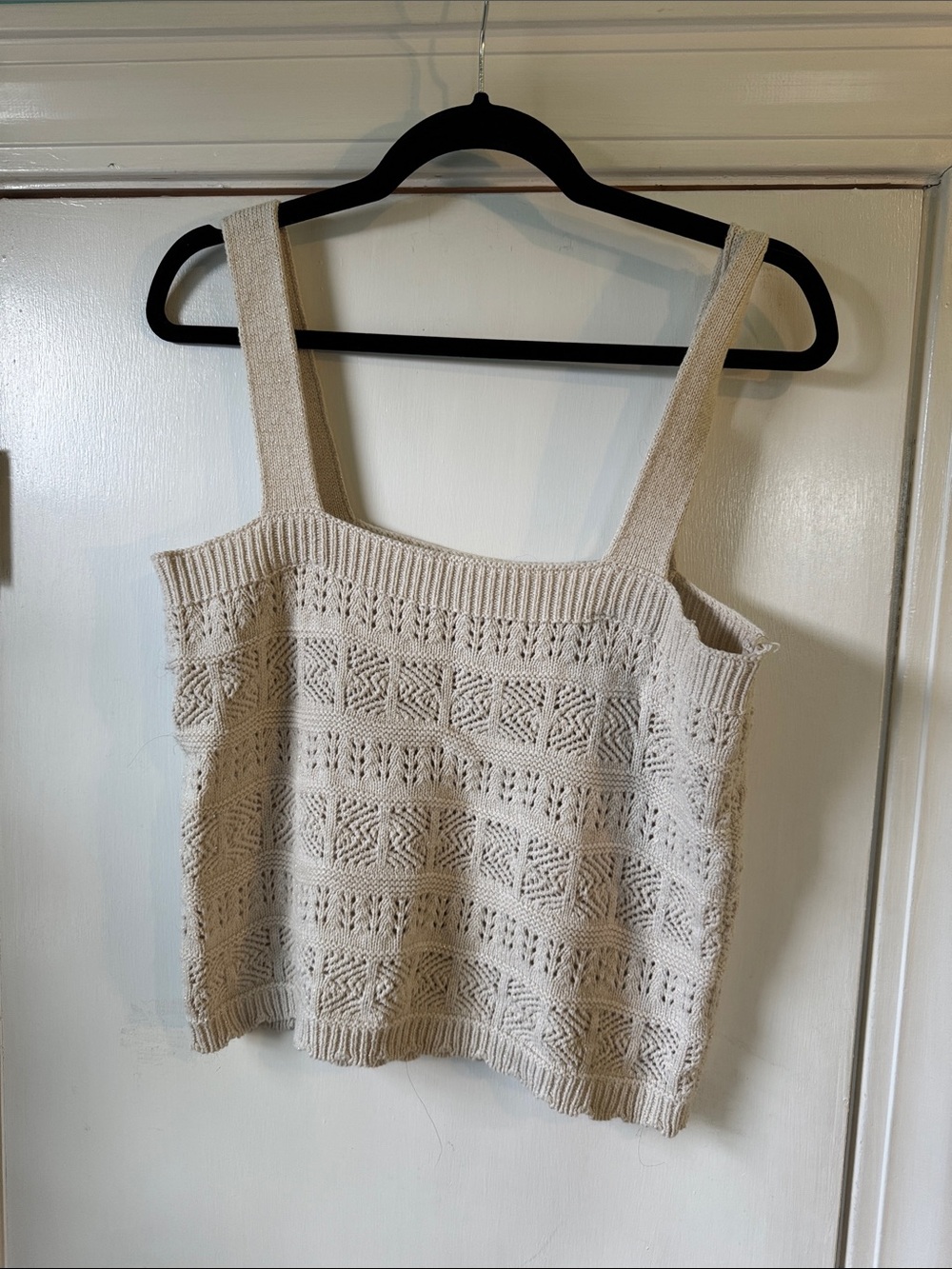 SO Cream Knit Crochet-Pattern Tank Top